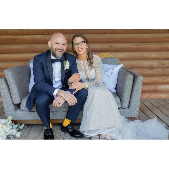 JUSTIN ALEXANDER Opulently Beaded Sleeved Fit in Flare Sabrina Neckline 2 Petite - Picture 3 of 12